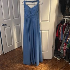 Cornflour blue halter bridesmaids dress